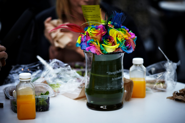 ALWAYS THE BRIDESMAID, NEVER THE BRIDE<br />
2013 Ongoing<br />
Happening: Real Flowers Replicated and Arranged Like Wedding Table Centerpieces, and Left Out for Collectors to “Take Home” from the Café Area of The Armory Show<br />
Variable Dimensions <br />