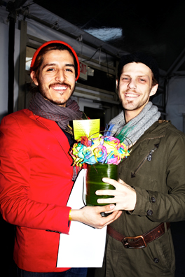 ALWAYS THE BRIDESMAID, NEVER THE BRIDE<br />
2013 Ongoing<br />
Photograph of Happening: Collectors “Taking Home” Replicated Wedding Table Centerpieces <br />
Variable Dimensions <br />