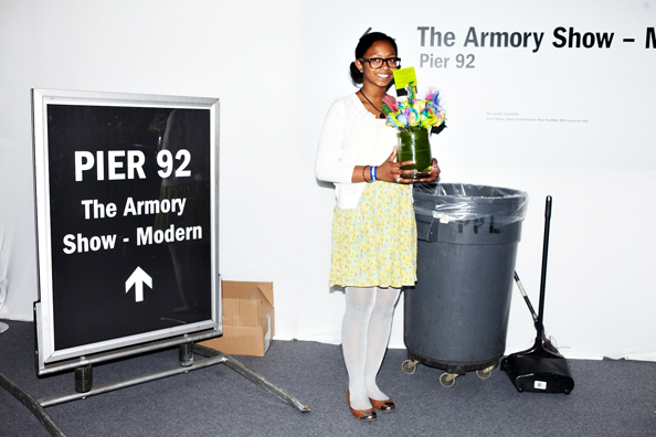 ALWAYS THE BRIDESMAID, NEVER THE BRIDE<br />
2013 Ongoing<br />
Photograph of Happening: Collectors “Taking Home” Replicated Wedding Table Centerpieces <br />
Variable Dimensions <br />