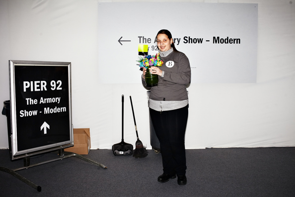 ALWAYS THE BRIDESMAID, NEVER THE BRIDE<br />
2013 Ongoing<br />
Photograph of Happening: Collectors “Taking Home” Replicated Wedding Table Centerpieces <br />
Variable Dimensions <br />