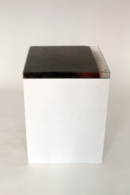 “ASPHALT JUNGLE”: PAY HERE <br/>
1991 Ongoing <br/>
Relic <br/>
Plexiglas Box Filled with Asphalt <br/>
2’ x 2’ x 2” <br/>
Unique, 1 AP <br/>