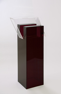 “PAY WHAT YOU WISH BUT YOU MUST PAY SOMETHING”<br />
2013 Ongoing<br />
Floor: One of 18 Functioning American Art Museum Donation Boxes replicated and Displayed at an Art Fair in Various Positions throughout the Fair<br />
The Contemporary Arts Center, Cincinnati<br />
Variable Dimensions<br />