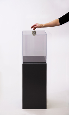 “PAY WHAT YOU WISH BUT YOU MUST PAY SOMETHING”<br />
2013 Ongoing<br />
Floor: One of 18 Functioning American Art Museum Donation Boxes replicated and Displayed at an Art Fair in Various Positions throughout the Fair<br />
Clyfford Still Museum<br />
Variable Dimensions<br />