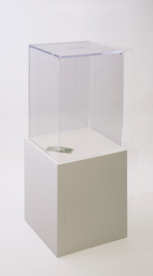 “PAY WHAT YOU WISH BUT YOU MUST PAY SOMETHING”<br />
2013 Ongoing<br />
Floor: One of 18 Functioning American Art Museum Donation Boxes replicated and Displayed at an Art Fair in Various Positions throughout the Fair<br />
Museum of Contemporary Art Denver<br />
Variable Dimensions<br />