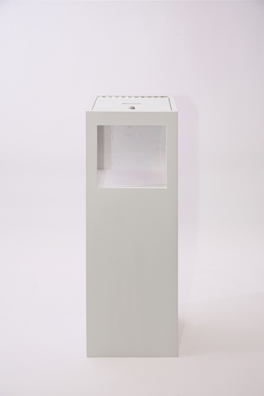 “PAY WHAT YOU WISH BUT YOU MUST PAY SOMETHING”<br />
2013 Ongoing<br />
Floor: One of 18 Functioning American Art Museum Donation Boxes replicated and Displayed at an Art Fair in Various Positions throughout the Fair<br />
Museum of Contemporary Art San Diego<br />
Variable Dimensions<br />