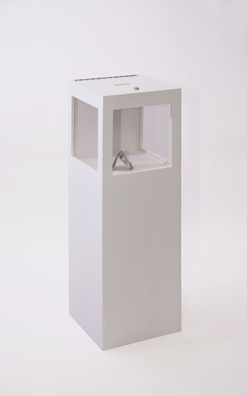 “PAY WHAT YOU WISH BUT YOU MUST PAY SOMETHING”<br />
2013 Ongoing<br />
Floor: One of 18 Functioning American Art Museum Donation Boxes replicated and Displayed at an Art Fair in Various Positions throughout the Fair<br />
Museum of Contemporary Art San Diego<br />
Variable Dimensions<br />
