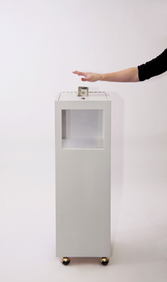 “PAY WHAT YOU WISH BUT YOU MUST PAY SOMETHING”<br />
2013 Ongoing<br />
Floor: One of 18 Functioning American Art Museum Donation Boxes replicated and Displayed at an Art Fair in Various Positions throughout the Fair<br />
Museum of Contemporary Art San Diego<br />
Variable Dimensions<br />