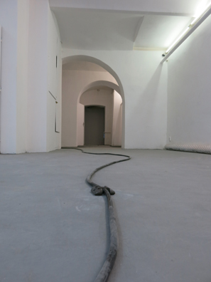 RING MY BELL <br/>
1992 Ongoing <br/>
Working Milton Driveway Bell, Hose, and Anchor <br/>
Variable Dimensions <br/>