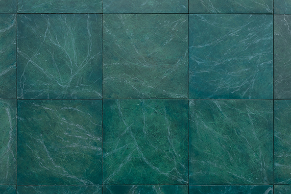 PEACEKEEPING<br />
2018<br />48 Faux Green Marble Painted Tiles Replicating Those Behind
Speakers at the UN<br />
12” x 12” Each Panel, 12 Panels Wide and 4 Panels Tall<br />