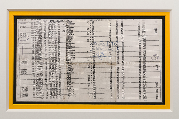 THE DENVER BOOT<br />
1985 Ongoing<br />Parking Ticket Ledger<br />
14 x 18 inches
