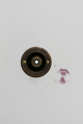 PEEP<br />
1991 Ongoing<br />Functioning Backward Peephole Installed for Viewing A Private Room from Outside the Room <br />
2 inch diameter