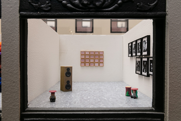 TINY TOWN: THE COLORADO BUILDING<br />
2017<br />
Installation Replicating The Colorado Building, Featuring Miniaturized Replicas of Select Dikeou Collection Artworks<br />
Variable Dimensions