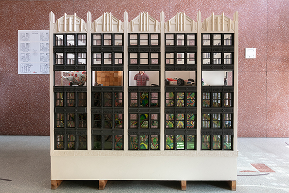 TINY TOWN: THE COLORADO BUILDING<br />
2017<br />
Installation Replicating The Colorado Building, Featuring Miniaturized Replicas of Select Dikeou Collection Artworks<br />
Variable Dimensions