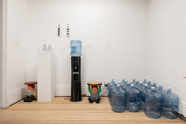 WATER, WATER, EVERYWHERE, NOR ANY DROP TO DRINK” – SAMUEL TAYLOR COLERIDGE, “RIME OF THE ANCIENT MARINER<br />
1994 Ongoing<br />
Functioning Water Cooler Installed in Gallery, Available for Viewers to Drink Water throughout the Duration of the Exhibition<br />
Variable Dimensions