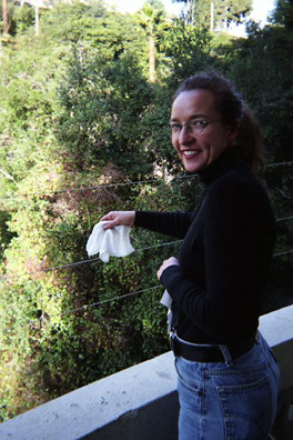 “OUT, OUT DAMN SPOT” - <i> Macbeth, </i> Shakespeare<br />
1992 Ongoing<br />
Happening: Professional Waiter Serving 300 Warm Towels to Viewers, Who Enjoyed, Used, and Discarded Towels<br />
Photograph of Happening LA: Oh No, Mr Bill Meets “Out Out”<br />