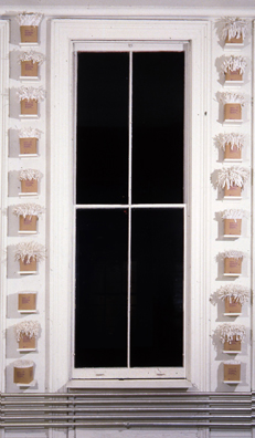 SUCK<br />
1991 Ongoing<br />
Happening: Plastic Straws with Fancy Handmade Paper Tops Served in All Drinks at Various Art Fairs and Art Openings, Displayed in Bouquets in Bar Area, and as Relics<br />
Series of 10 “Straw Bouquets”, 500 Individual Straws/Bouquet<br />
Unique Editions: NY ‘91, San Francisco ‘95, La ‘96, Stockholm ‘96, Turin ‘97, Philadelphia ‘98 1 AP for Each City<br />
Photograph of Relics<br />