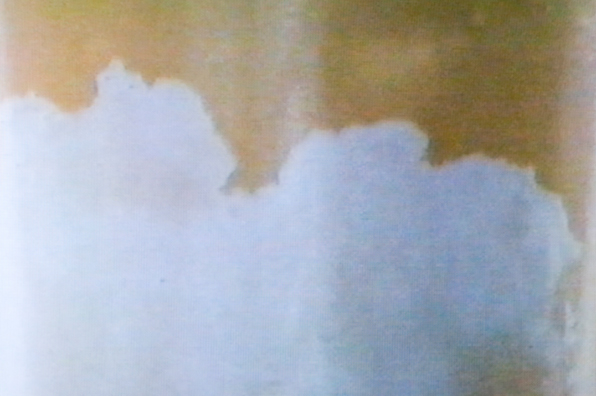 “LA CONDITION HUMAINE” (00:00) <br/>
1995 <br/>
Video and Monitor <br/>
Video Still: Close Up of the Clouds on an Arby's Fast Food Drink Cup<br/>
Variable Dimensions <br/>