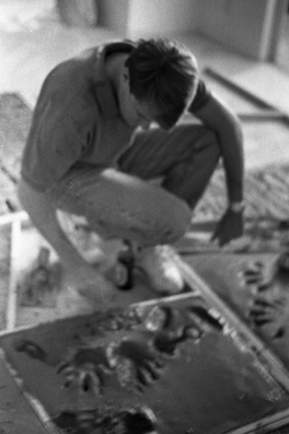 NORMA TALMADGE'S CHINESE THEATER: LA<br />
1992 Ongoing<br />
Happening: Viewers Immortalizing Themselves by Making Imprints in Fresh Cement in Homage to Forgotten Silent Diva, Norma Talmadge, the Accidental Auteur of the Canonical Practice<br />
Photograph of Happening Displayed in Collector's Edition Photograph Book: Peter Fair, “Smilin' Through” (1922)<br />
4” x 6”<br />