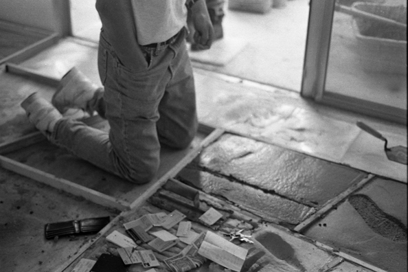 NORMA TALMADGE'S CHINESE THEATER: LA<br />
1992 Ongoing<br />
Happening: Viewers Immortalizing Themselves by Making Imprints in Fresh Cement in Homage to Forgotten Silent Diva, Norma Talmadge, the Accidental Auteur of the Canonical Practice<br />
Photograph of Happening Displayed in Collector's Edition Photograph Book: “In Neighboring Kingdoms” (1910)<br />
4” x 6”<br />