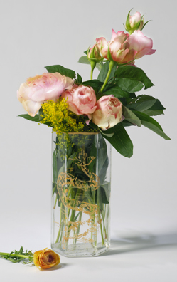 PLEASE SEIZE<br />
(ROSES DANS UN VASE DE VERRE)<br />
2011 Ongoing<br />
C-Print of a Hand Blown Glass Vase and Fresh Flowers Arranged to Replicate<br />
One of the 16 Last Paintings Edouard Manet Painted Before Dying<br />
22” x 13 3/4”<br />