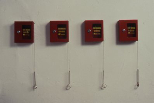 SECURITY/KEYMASTER<br />
1991<br />
emergency master key box installation with four boxes locking their
operating key<br />
6 x 6 x 2” each w/ 5” separation<br />