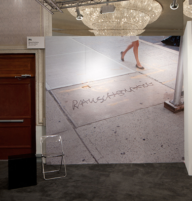 RAUSHENBERG RE-INSCRIBED<br />
2011 ongoing<br />
Photographic Wall Mural of Replaced Cement Patch in Front of Robert
Rauschenberg's former Home/Studio that Was Once Inscribed with a Copy of
Rauschenberg's Signature, with Signature Digitally Re-Inscribed<br />
Variable Dimensions<br />
Edition: 2, 1 AP<br />